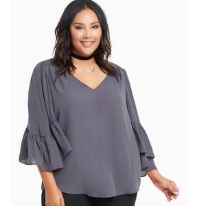 Torrid Georgette Ruffle Bell Sleeve Blouse
